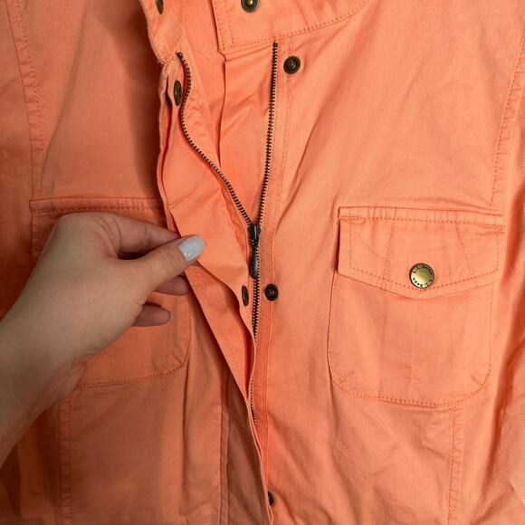 L.L Bean Women's Peach / Orange Utility Full Zip Lightweight Jacket Size Medium - Picture 8 of 9